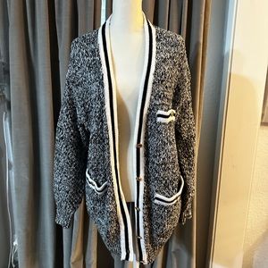 Maeve black and white cardigan with gold buttons worn once